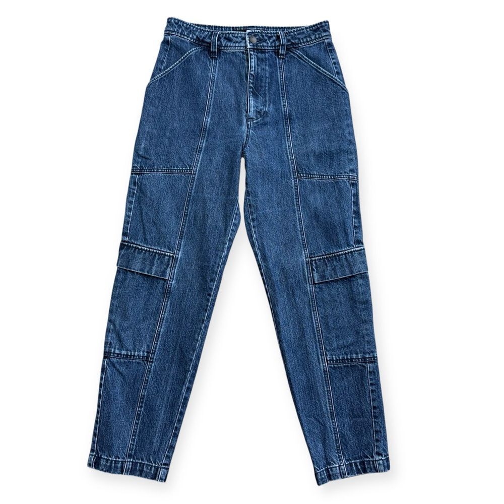 J BRAND Athena Cropped Paperbag Jeans Utility Cargo Blue Denim Pants Size 27 - Picture 3 of 15